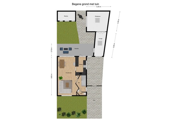 Marie Koenenlaan 81, 5044 NE Tilburg - 4 - Plattegrond met tuin.jpg