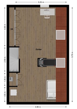 De Klompenmaker 23, 4284 VZ Rijswijk (Nb) - Plattegrond De Klompenmaker 23 Rijswijk NB Zolder.jpg