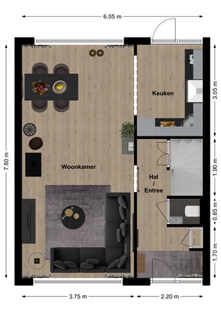 Steurstraat 3, 4285 XE Woudrichem - Plattegrond Steurstraat 3 Woudrichem Begane grond.jpg