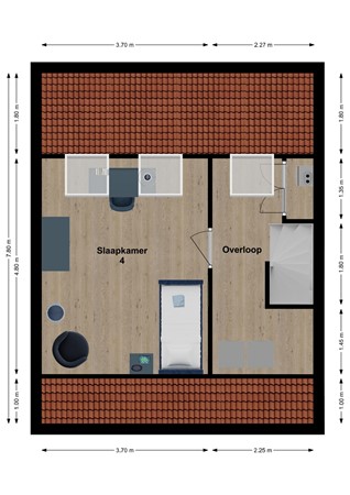 Steurstraat 3, 4285 XE Woudrichem - Plattegrond Steurstraat 3 Woudrichem Zolder.jpg