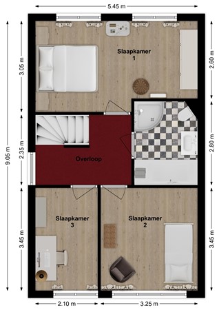 Binnenwaard 1, 4261 MA Wijk en Aalburg - Plattegrond Binnenwaard 1 Wijk en Aalburg Verdieping.jpg