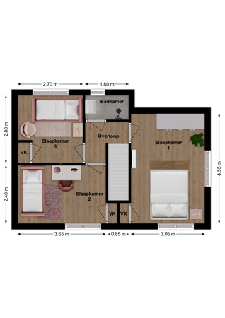 Zuideveldlaan 25, 4271 XC Dussen - Plattegrond Zuidveldlaan 25 Dussen Verdieping.jpg