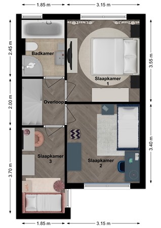 Postweide 32, 4285 DN Woudrichem - Plattegrond Postweide 32 Woudrichem Verdieping.jpg