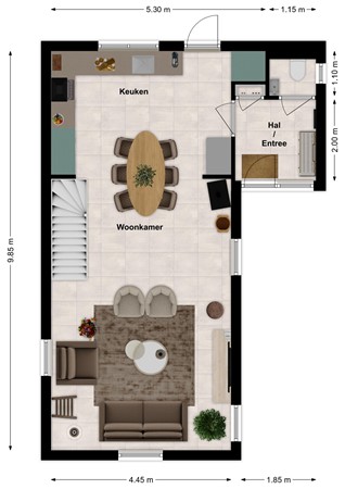 Oude Kerkstraat 9, 4271 BB Dussen - Plattegrond Oude Kerkstraat 9 Dussen Begane grond.jpg