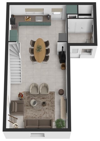 Oude Kerkstraat 9, 4271 BB Dussen - Plattegrond 3D Oude Kerkstraat 9 Dussen Begane grond.jpg