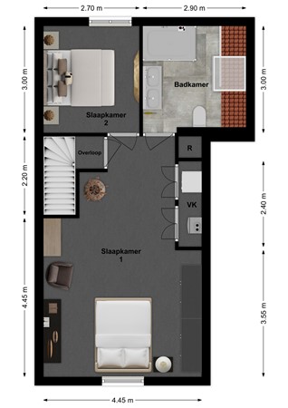 Oude Kerkstraat 9, 4271 BB Dussen - Plattegrond Oude Kerkstraat 9 Dussen Verdieping.jpg