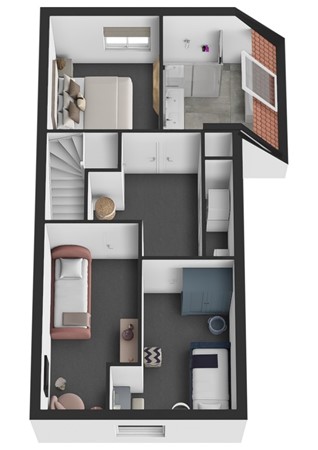 Oude Kerkstraat 9, 4271 BB Dussen - Plattegrond 3D Oude Kerkstraat 9 Dussen verdieping optie.jpg