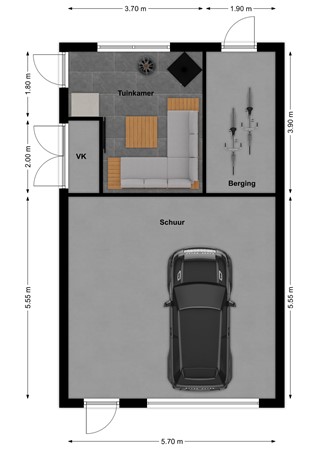 Oude Kerkstraat 9, 4271 BB Dussen - Plattegrond Oude Kerkstraat 9 Dussen Schuur.jpg