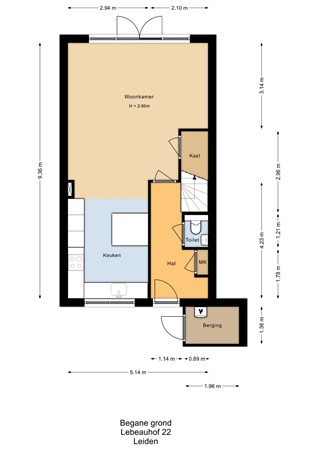 Lebeauhof 22, 2316 LB Leiden - Lebeauhof 22-Begane grond - 2D.jpg