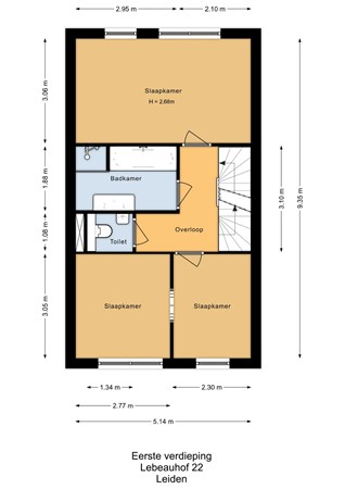 Lebeauhof 22, 2316 LB Leiden - Lebeauhof 22-Eerste verdieping - 2D.jpg