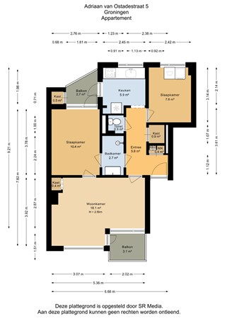 Adriaan van Ostadestraat 5, 9718 RR Groningen - Appartement - 2D.jpg