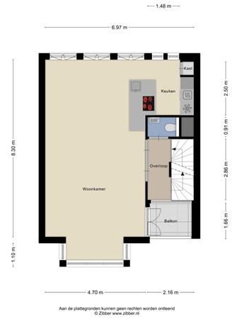 Floorplan - Chris Van Abkoudestraat 21, 2321 WW Leiden
