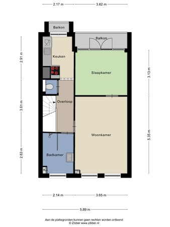 Floorplan - Arnhemsestraat 51A, 2587 SR Den Haag