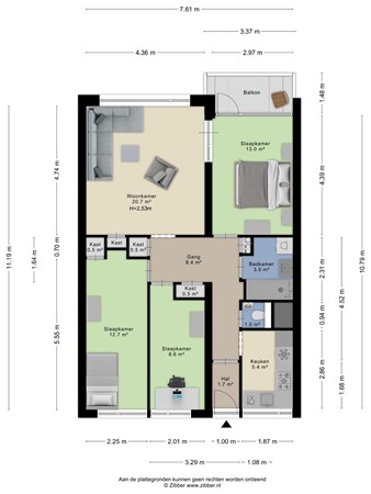 Floorplan - Zwedenburg 224, 2591 BL Den Haag
