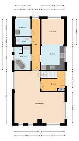 Floorplan - Brugstraat 38, 9503 HM Stadskanaal