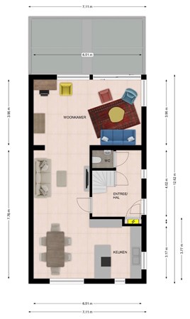 Floorplan - Van Beethovenstraat 37, 6461 AD Kerkrade