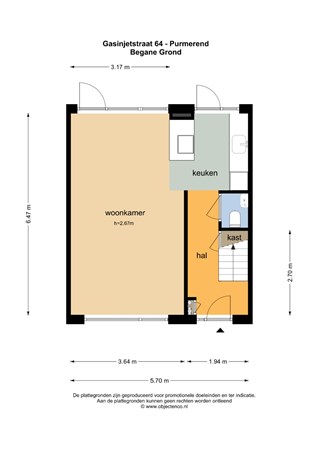 Floorplan - Gasinjetstraat 64, 1442 WP Purmerend