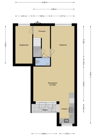 Floorplan - Richard Holstraat 55, 3131 EN Vlaardingen