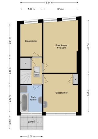 Floorplan - Maassluissedijk 116, 3131 KB Vlaardingen