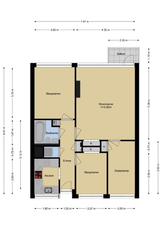 Floorplan - dr. Wiardi Beckmansingel 127, 3132 CN Vlaardingen