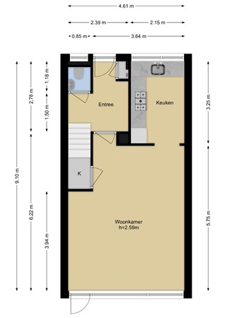 Floorplan - Tinbergendreef 4, 3146 AM Maassluis