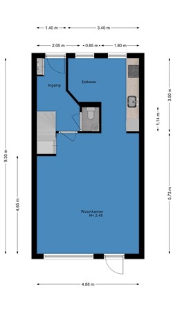 Floorplan - Weidelaan 35, 2941 RJ Lekkerkerk