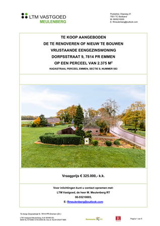 Brochure preview - Verkoopbrochure Dorpsstraat 9, 7814 PR Emmen.pdf