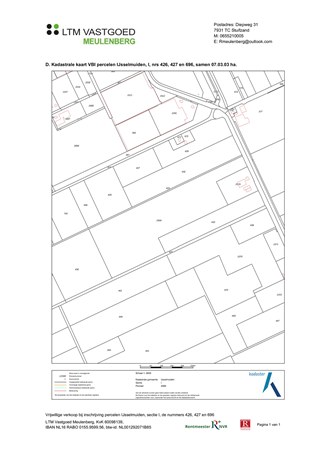 Brochure preview - D. Kadastrale kaart VBI percelen IJsselmuiden, I, nrs 426, 427 en 696, samen 07.03.03 ha..pdf