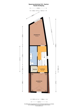 Spaarnwouderstraat 144, 2011 AH Haarlem - Plattegrond 2e etage.jpg