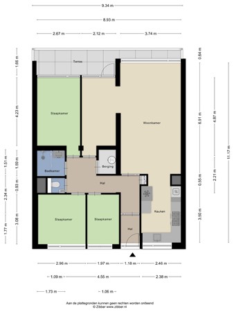 Floorplan - Nieuwendamlaan 128, 2547 JM Den Haag