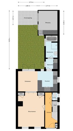 Floorplan - Nieuwstraat 52B, 2411 EM Bodegraven