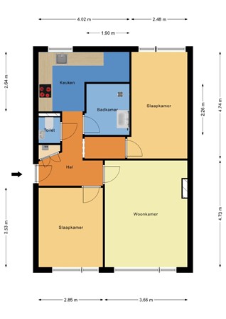 Floorplan - Zoutziedersstraat 8B, 3026 EL Rotterdam