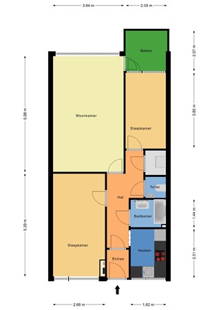 Floorplan - Burgemeester Hazenberglaan 99, 3078 HC Rotterdam