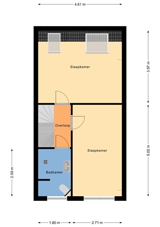 Floorplan - Brucknerstraat 4, 3335 CN Zwijndrecht
