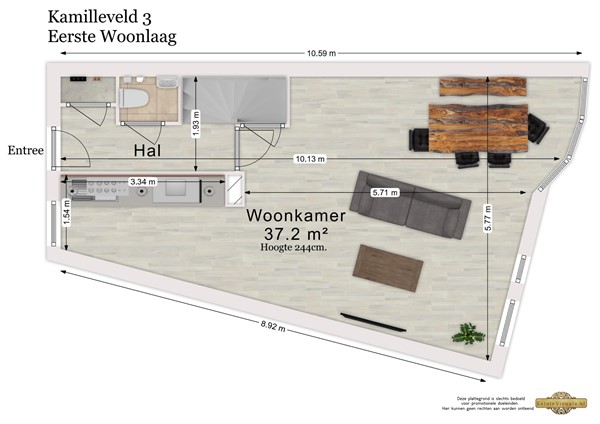Floorplan - Kamilleveld 3, 3124 CE Schiedam