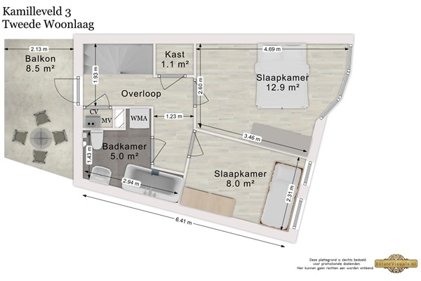 Floorplan - Kamilleveld 3, 3124 CE Schiedam