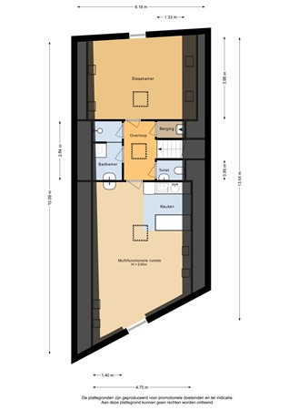 Kromme Elleboogsteeg 2A, 1381 BV Weesp - Tweede verdieping - 2D.jpg