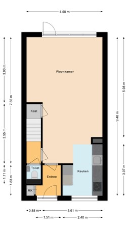 Mozartlaan 100, 2394 GH Hazerswoude-Rijndijk - Begane grond.jpg