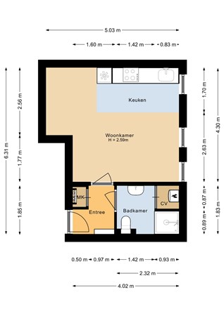 Vleutenseweg 160E, 3532 HN Utrecht - Appartement - 2D.jpg