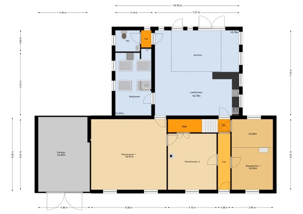 Floorplan - Valkstraat 10, 6611 KW Overasselt
