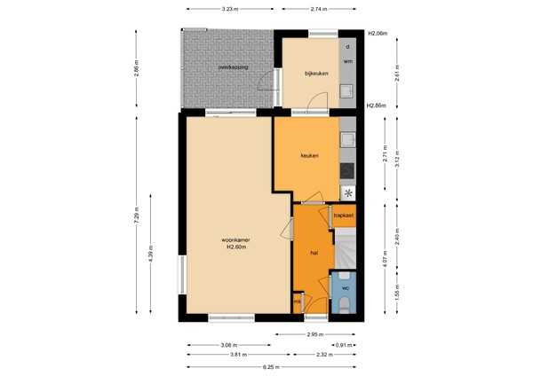 Floorplan - Prinses Irenestraat 23, 6611 BG Overasselt