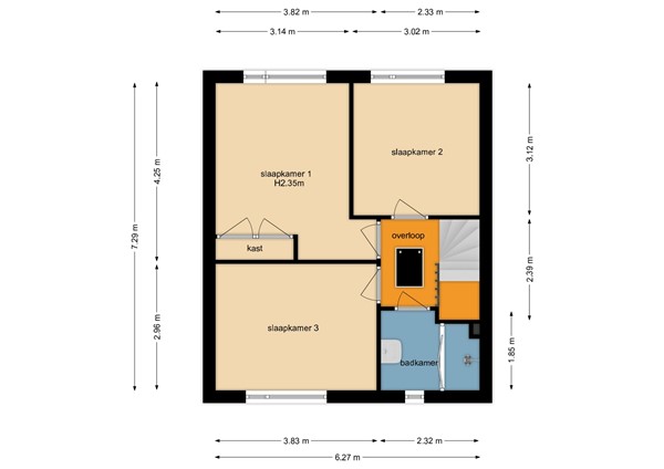 Floorplan - Prinses Irenestraat 23, 6611 BG Overasselt