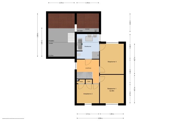 Floorplan - Kruisbergsestraat 57, 6611 AH Overasselt