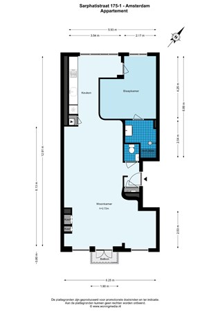 Sarphatistraat 175-1, 1018 GE Amsterdam - Sarphatistraat 175-1 - Amsterdam - Appartement - 2D.jpg