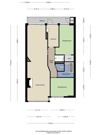 Floorplan - Nunspeetlaan 277, 2573 GC The Hague