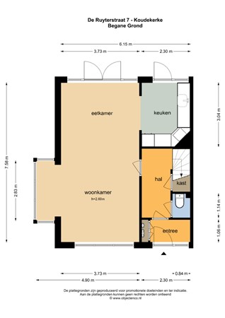 Floorplan - de Ruyterstraat 7, 4371 BA Koudekerke
