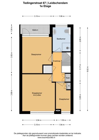 Floorplan - Tedingerstraat 67, 2266 KD Leidschendam