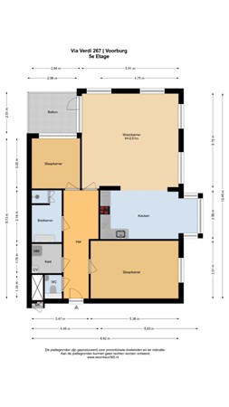 Floorplan - Via Verdi 267, 2272 WH Voorburg