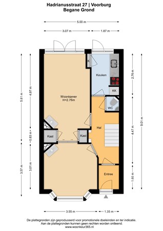 Floorplan - Hadrianusstraat 27, 2275 VD Voorburg