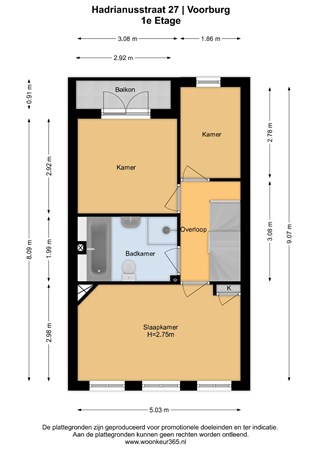 Floorplan - Hadrianusstraat 27, 2275 VD Voorburg